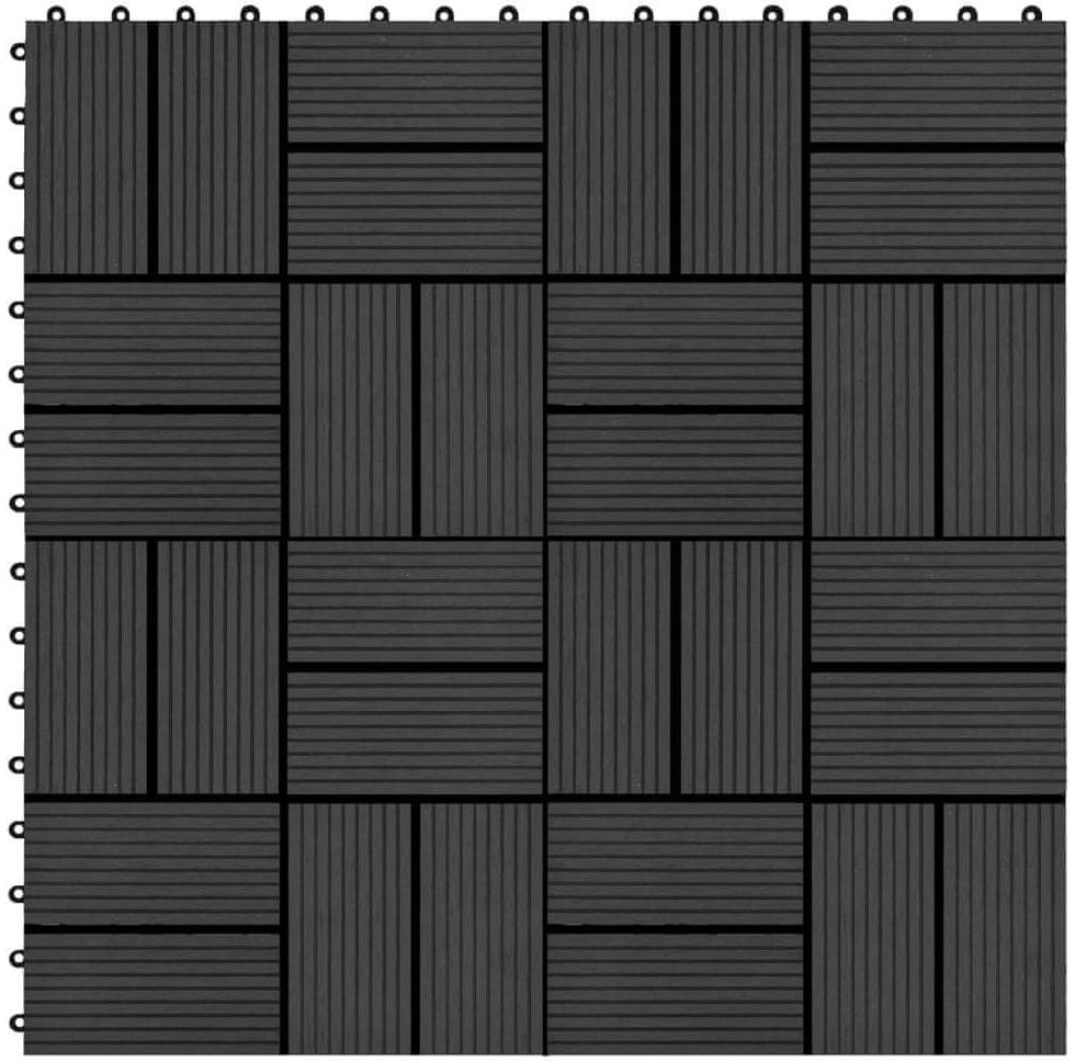 shumee Płytki tarasowe 11 szt. WPC 30 x 30 cm 1 m czarne