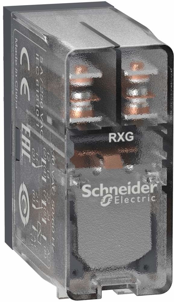 Schneider Electric Przekaźnik-interfejsowy-z-przezroczystą-obudową-120V-AC-5A-2C-O RXG25F7