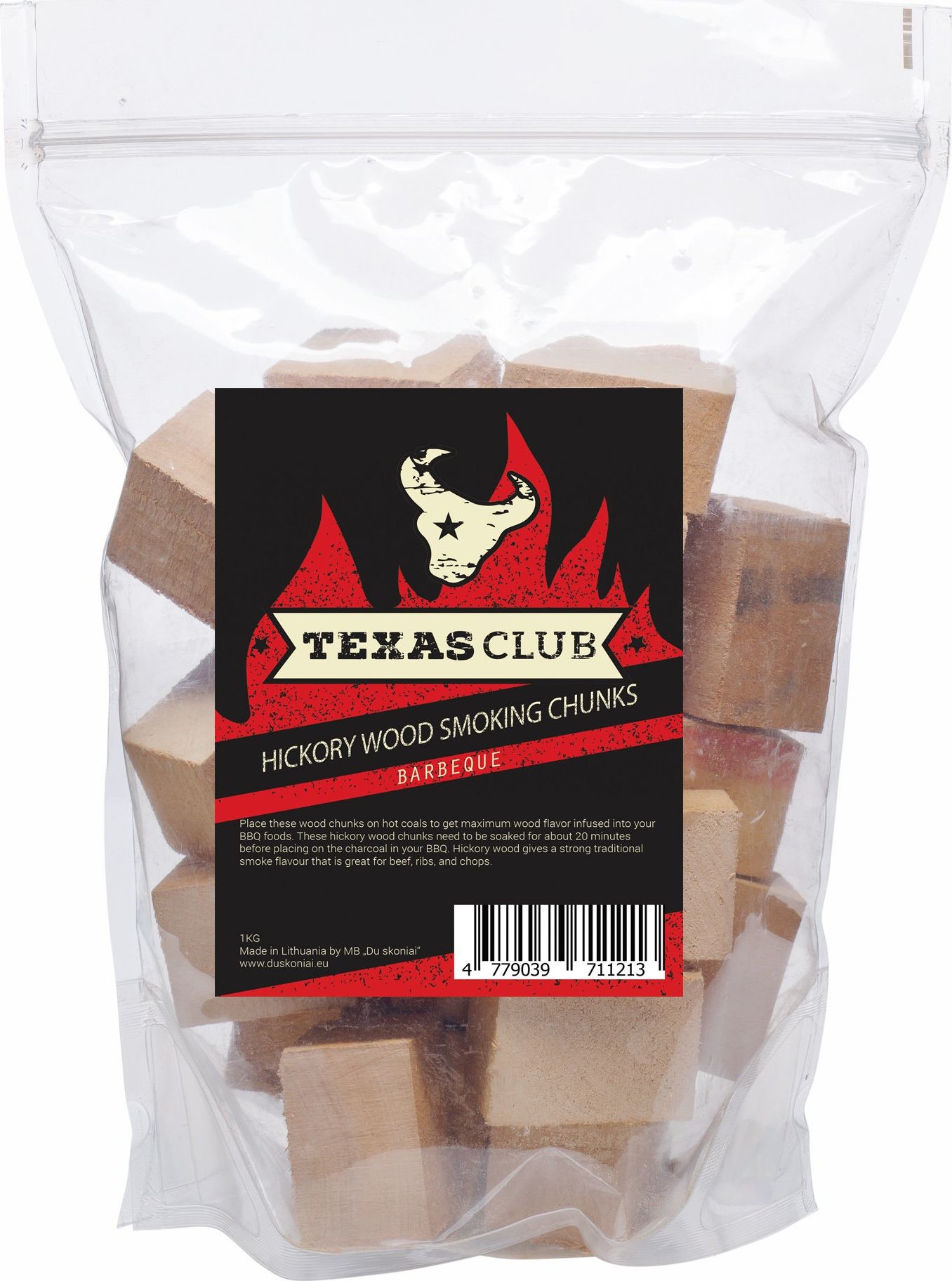 Texas Club Hickory karijos medžio rkymo kaladls Texas Club 1kg hickory