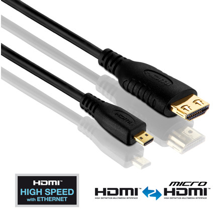 PureLink PureInstall kabel HDMI/Micro HDMI High Speed z Ethernet - 1,5m PI1300-015