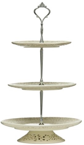 Premier Housewares Premier housewares ciasto etagre, 3-piętrowy, ceramika, 43 x 23 x 23 cm, koronka wzory