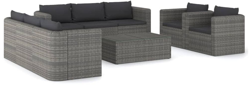 shumee shumee 9 cz zestaw wypoczynkowy do ogrodu poduszki szary rattan PE