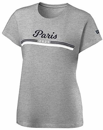 Wilson Wilson T-shirt męski PARIS 2021 TECH T-SHIRT szary szary (Heather Grey) / niebieski (morski) / biały S WRA800402SM