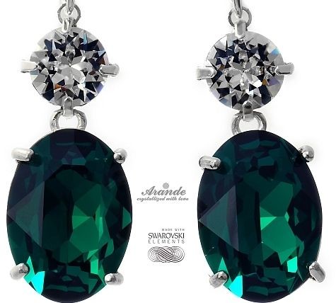 Swarovski KOLCZYKI EMERALD CRYSTAL SREBRO