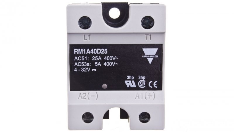 carlo gavazzi Przekaźnik półprzewodnikowy jednofazowy 42-440V AC 25A 4-32V DC RM1A40D25 RM1A40D25