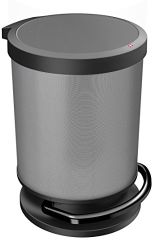 Rotho kosz na śmieci Paso okrągły, bezwonny kosz na odpady z tworzywa sztucznego o wyglądzie stali szlachetnej (PP), carbon metalik, 20 l ROTHO_1015510273