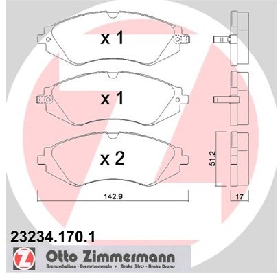 ZIMMERMANN Zestaw klocków hamulcowych, hamulce tarczowe 23234.170.1