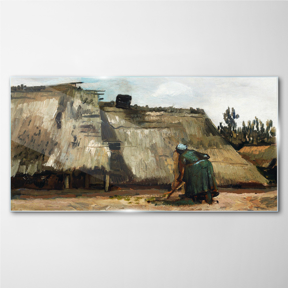 PL Coloray Obraz Szklany Rysunek Wieś Domy 140x70cm