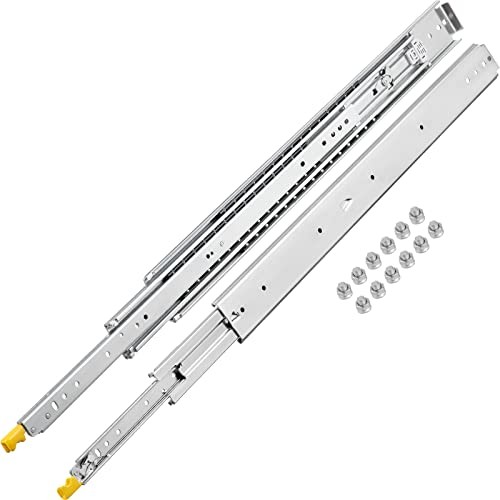 VEVOR VEVOR Prowadnice szuflad z zamkiem, 1 para 132 cm, wytrzymała stal przemysłowa do 226 kg, 3-składane pełne przedłużenie, blokada łożyska kulkowego i blokada, uchwyt boczny Drawer Slides with Lock 1 Pair 52 inch