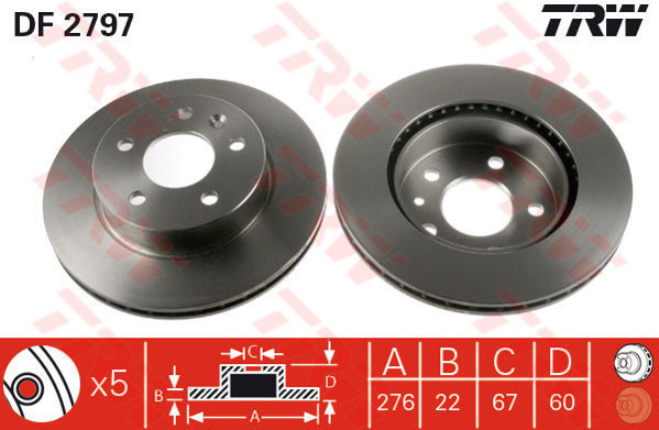 TRW Tarcza hamulcowa DF2797