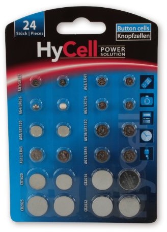 Hycell hycell 20er ogniwa guzikowe zestaw (po 2 sztuki CR1620, CR2016, CR2025, CR2032, LR41, LR43, LR44, lr626 Tan generator, klucze, LR621, lr754, LR1120, LR1130) bateria guzikowa do samochodu, otwieracz do 1516-0003