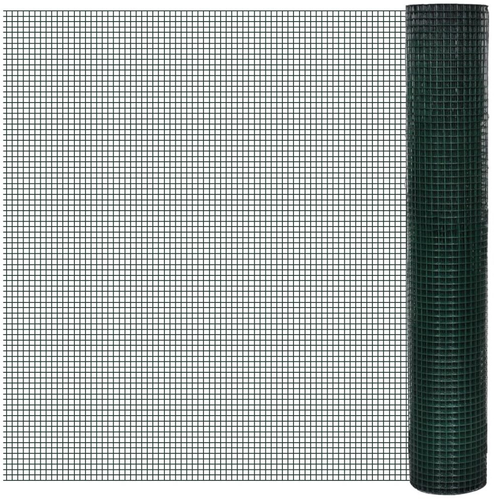 vidaXL vidaXL Siatka ogrodzeniowa czworokątna, ocynkowana z tworzywa PCV 1m x 25m