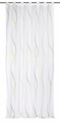 Home Fashion Home fashion 48107-868 zasłona z pętelkami, 245x140 cm, woal z zielonym nadrukiem 48107-868