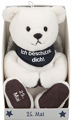 Depesche Depesche 8139.146 - Anioł stróż pluszowy miś ok. 9 cm, z datą 25 maja, prezent na urodziny, rocznicę lub ślub Depesche