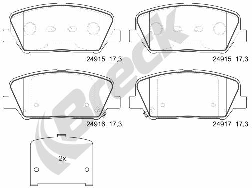 BRECK Zestaw klocków hamulcowych, hamulce tarczowe 24915 00 701 00 24915 00 701 00