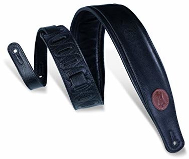 Levy's Levy's MSS2-BLK wyściełane paski do gitary 6,5 cm z tyłu ze skórzanym ubraniem i logo podpisu - czarne MSS2-BLK