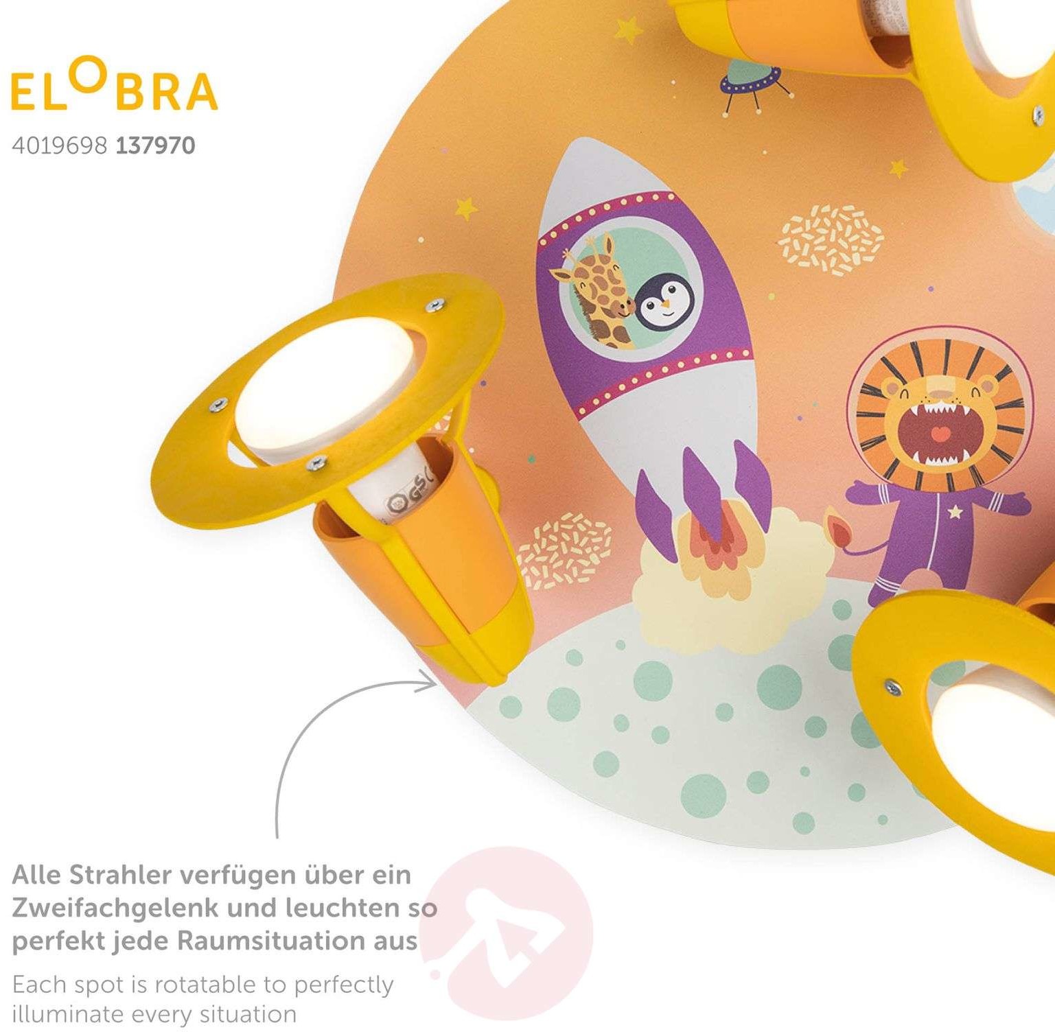 ELOBRA Lampa sufitowa Rondell Escape pomarańczowa, 3-pkt.