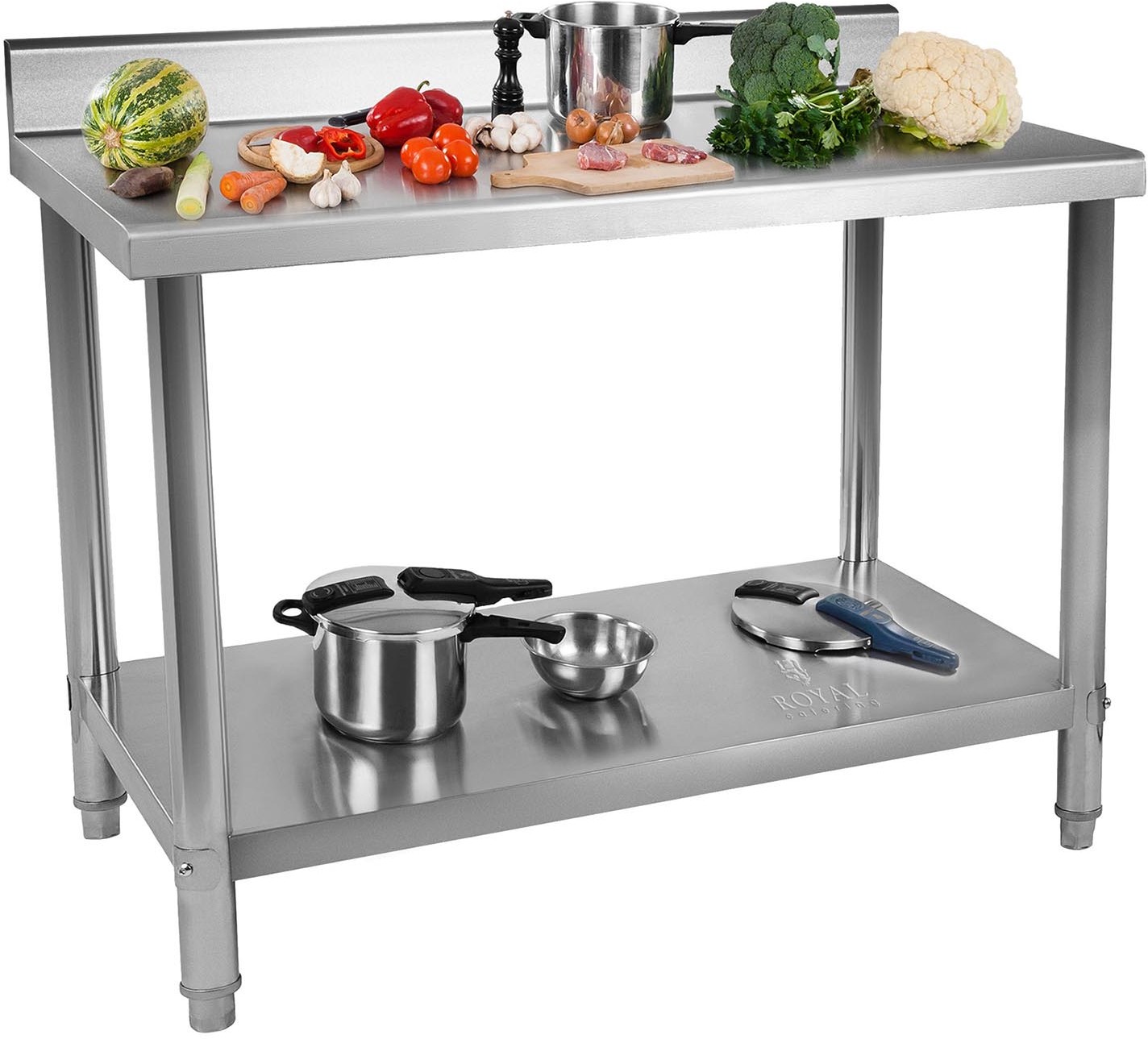 Royal Catering Stół roboczy ze stali nierdzewnej - rant - 100 x 60 cm - RCAT-100/60-N