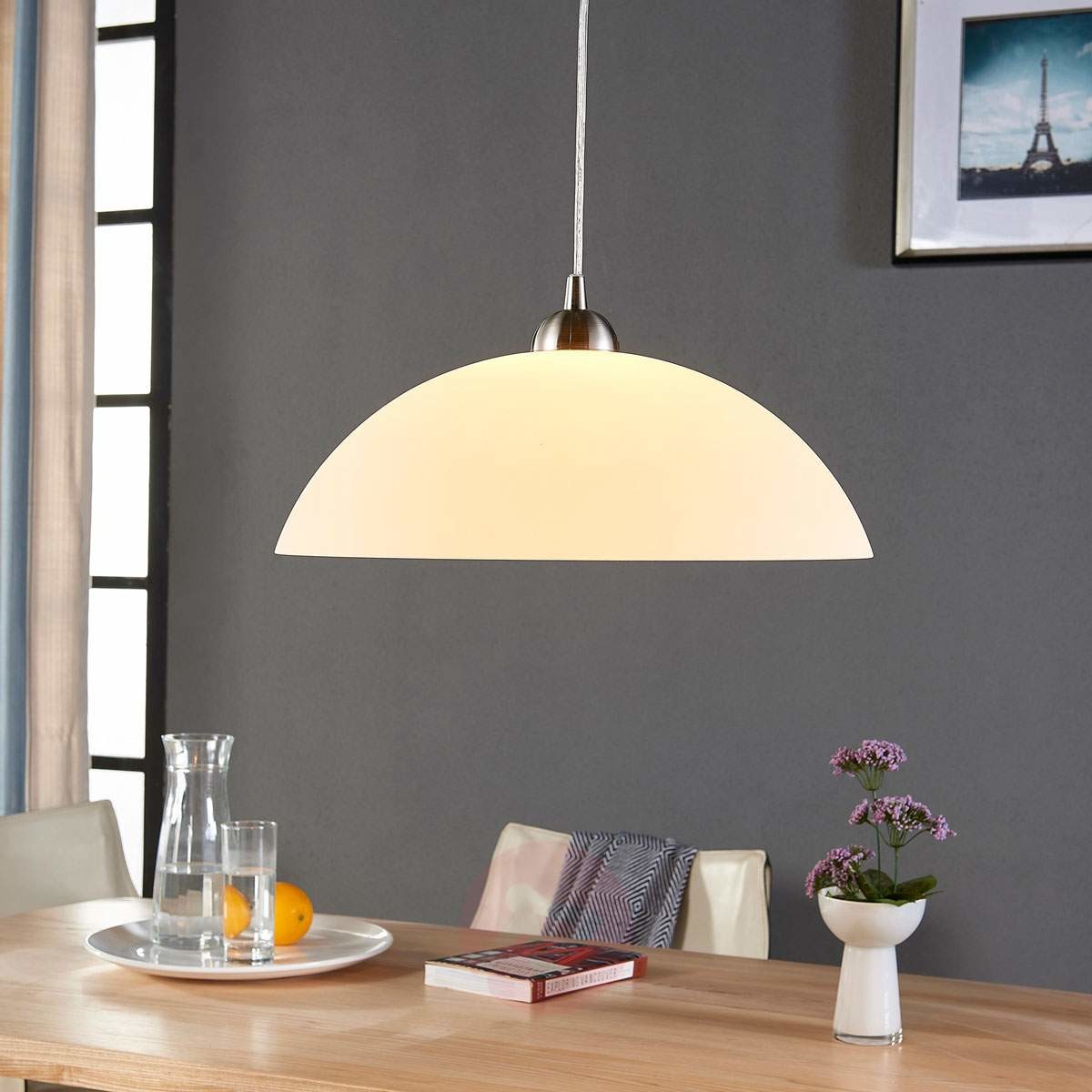 Lindby Klasyczna okrągła lampa wisząca biała - Valeria