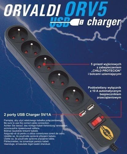 Orvaldi ORVALDI ORV5 3m z ładowarką USB ORVALDI ORV5 3m z ładowarką USB