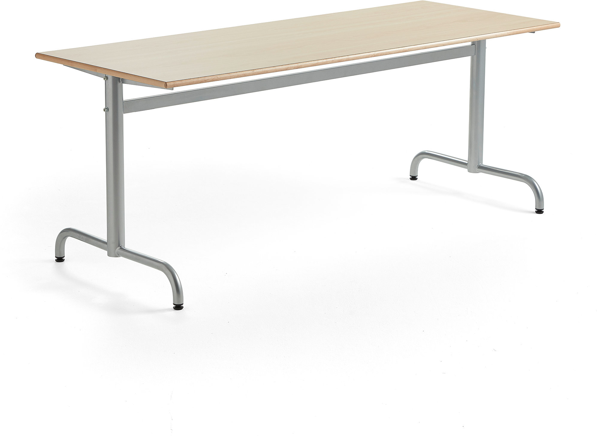 AJ Produkty Stół PLURAL, 1800x700x720 mm, blat HPL, brzoza, srebrny