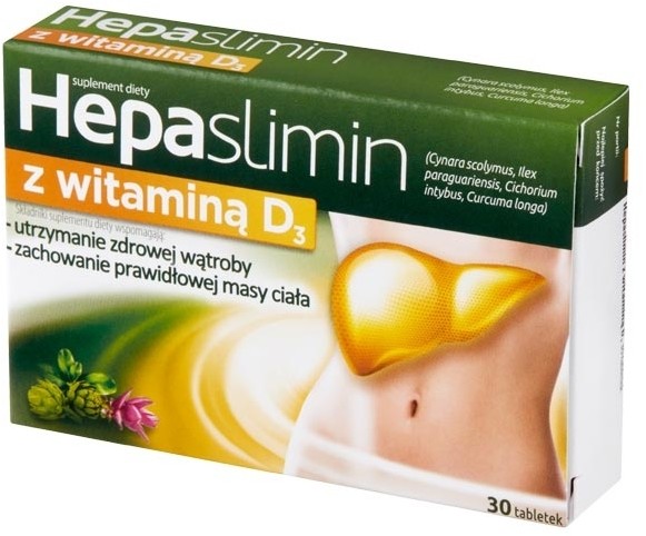 Aflofarm Hepaslimin z Witaminą D3 50g (2000 j.m.) x30 tabletek