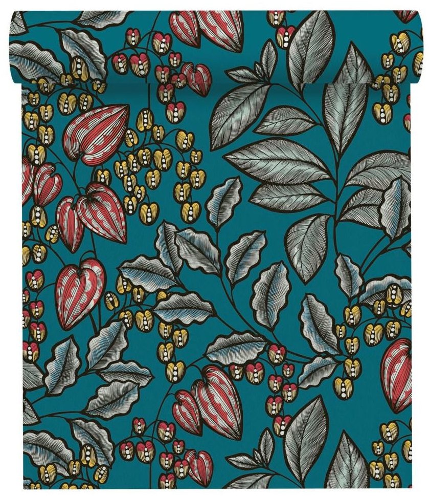 Tapeta Floral Impression 377542 zielona morska winylowa na flizelinie