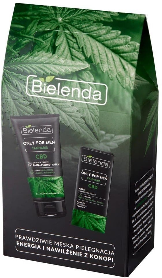 Bielenda Zestaw Only for Men Cannabis Krem do twarzy nawilżający 50ml+Pasta do twarzy 3w1