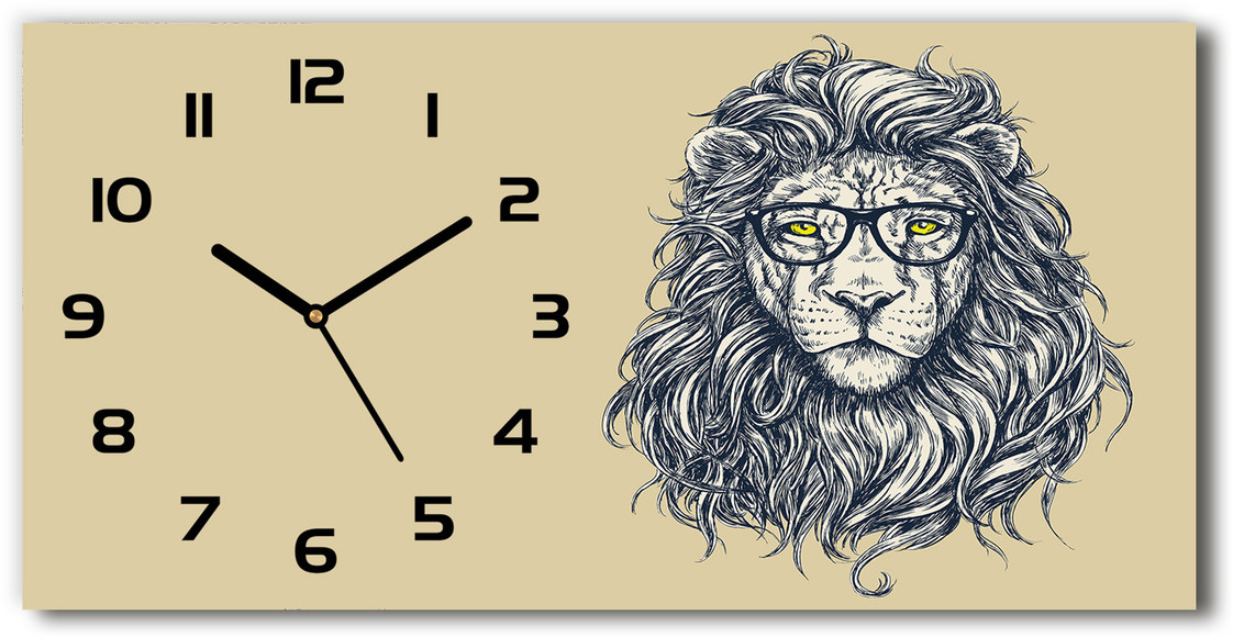 Nowoczesny zegar ścienny szklany Lew hipster