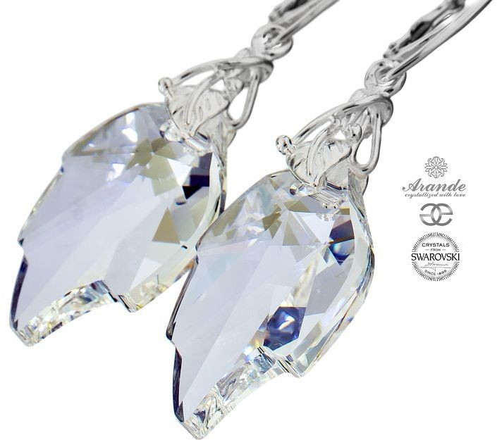 Swarovski kolczyki MOONLIGHT LEAF LONG SREBRO