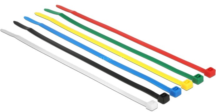 Delock 18626 opaska kablowa Nylon Czarny, Niebieski, Zielony, Czerwony, Przezroczysty, Żółty 200 szt.
