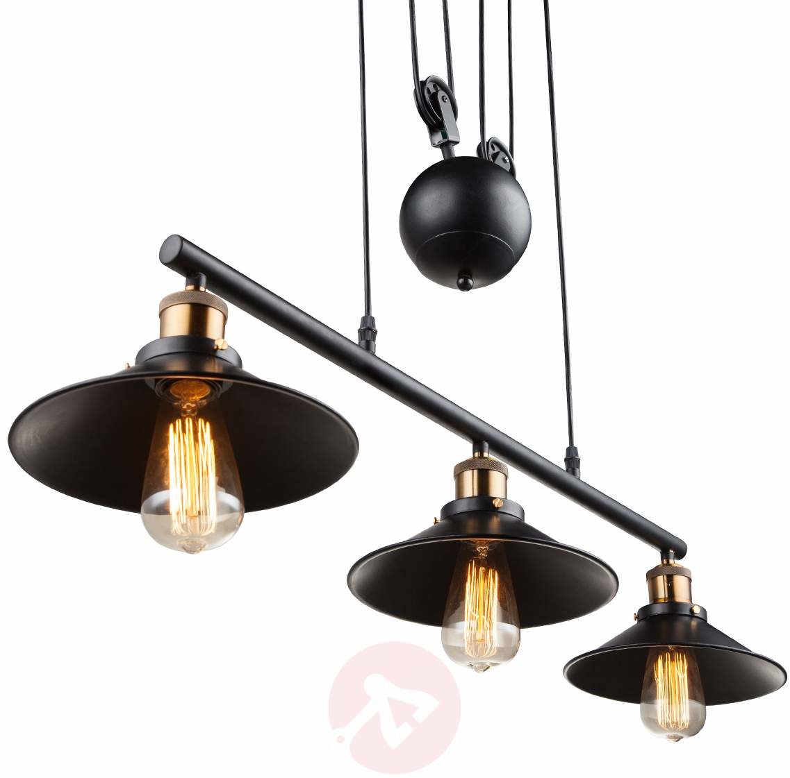 Globo Lighting Industrialna LAMPA wisząca LENIUS 15053-3 metalowa OPRAWA zwis na bloczkach loft czarny