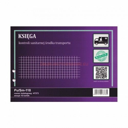 Firma krajewski Księga kontroli sanitarnej środka transportu [Pu/Sm-118] Pu/Sm-118