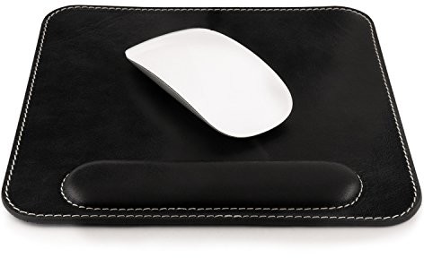 OTTO Leather Otto prawdziwej skóry podkładka pod mysz z nakładką na nadgarstek, czarny OTTO168