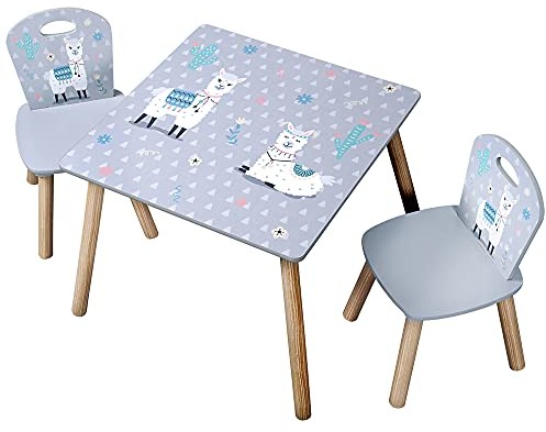 Kesper Kesper Stół dziecięcy z 2 krzesłami, szary, stół 55 x 55 x 45 cm, 27,5 x 27,5 x 50,5 cm