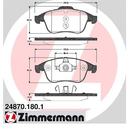 ZIMMERMANN Zestaw klocków hamulcowych, hamulce tarczowe 24870.180.1