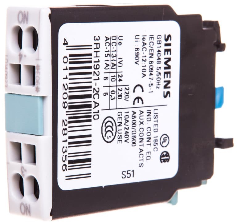 Siemens Styk pomocniczy 1Z 0R montaż czołowy S0-S3 3RH1921-2CA10 3RH1921-2CA10