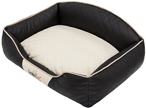 Hobbydog lelicbe7 łóżko/sofa dla psa/kosz Elite z poduszkami ze sztucznej skóry, czarny/beżowy, dł. 65 x 50 x 24 cm 5902052048700