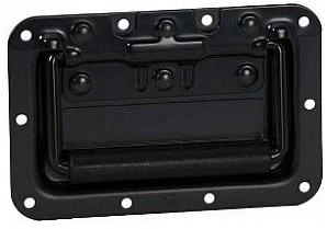 Adam Hall 34082 BLK - Uchwyt klapowy, średni, sprężynowy, w obudowie montażowej, czarny, malowany proszkowo, głębokość: 8 mm 34082BLK