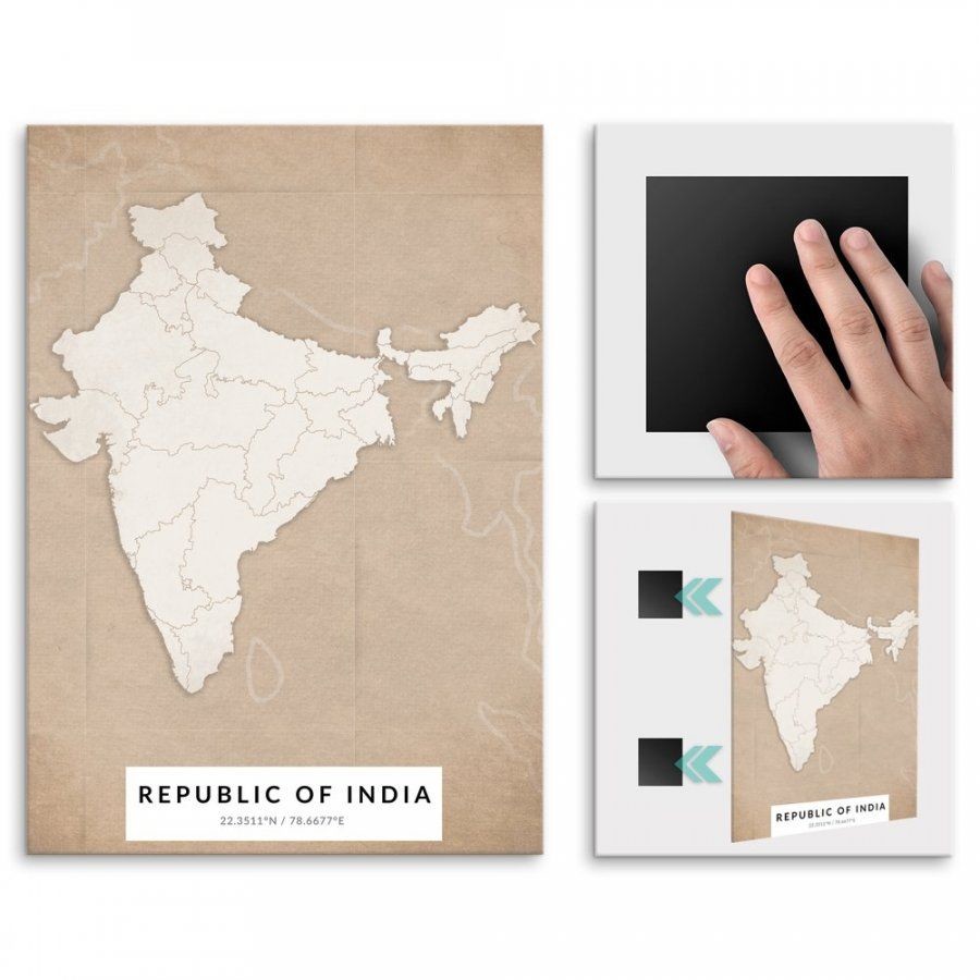 Pix4home Plakat metalowy Mapa Vintage Indie M POS-M-04330