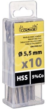 CONDOR Zestaw wierteł kobaltowe do metalu 5,5mm 10szt