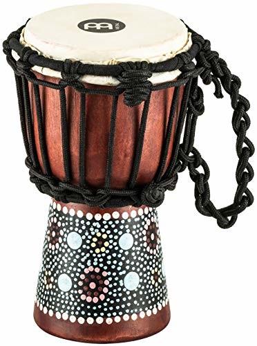 Meinl Percussion Percussion HDJ8-XXS Mini drewniana seria Djembe Headliner naciąg sznurka 11,4 cm (4,5 cala) średnica (Mini) Flower design HDJ8-XXS