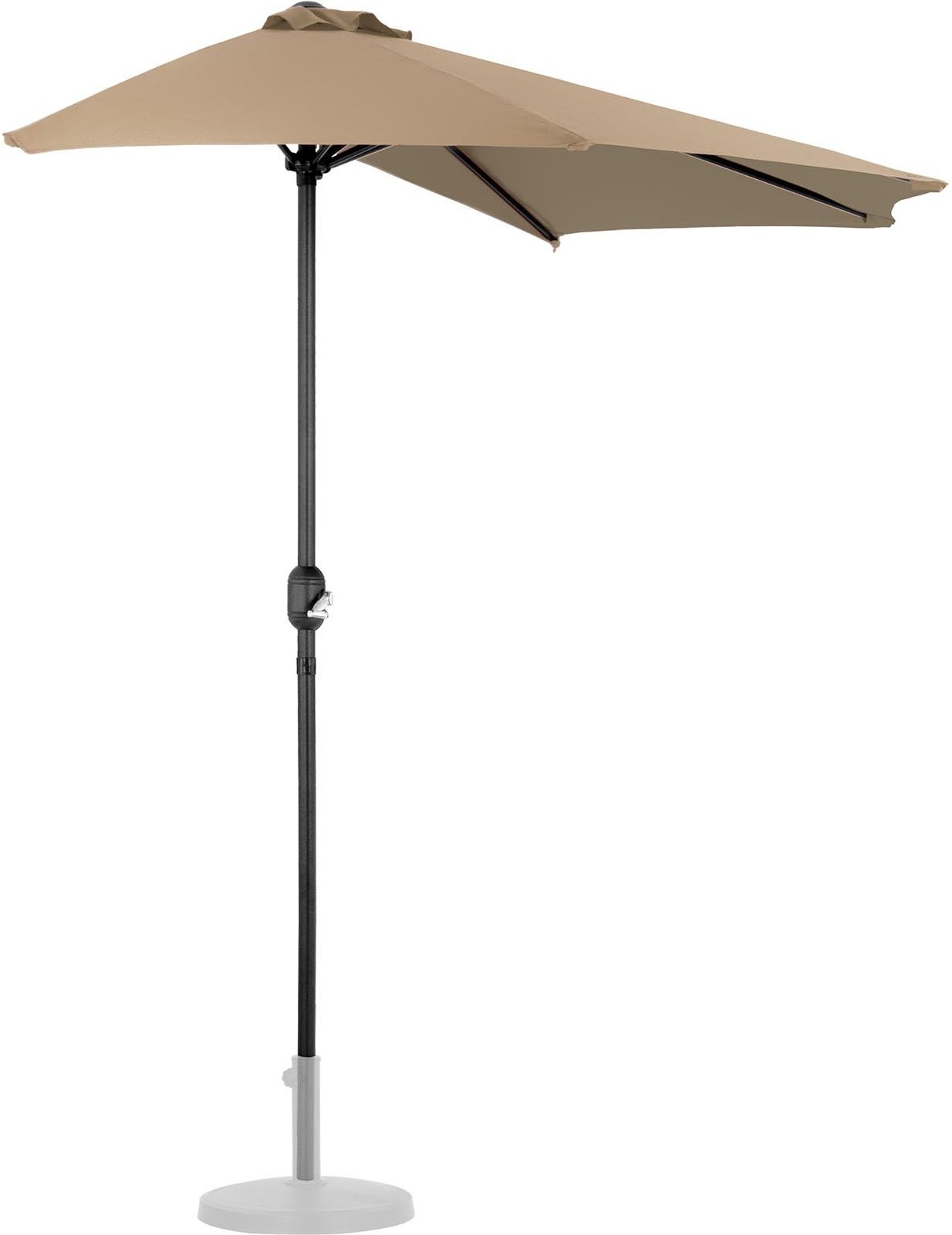 Uniprodo Parasol ogrodowy półokrągły szarobrązowy pięciokątny 270 x 135 cm UNI_HALFUMBRELLA_R300TA_N