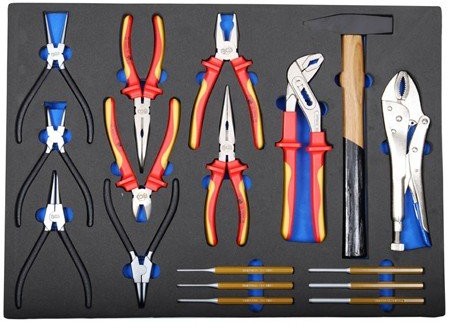 BGS wkładka wózek warsztatowy szczypce asortymentu, młotek, osiowymi sterowników, 17-częściowy, 1 sztuki, 4011 4011