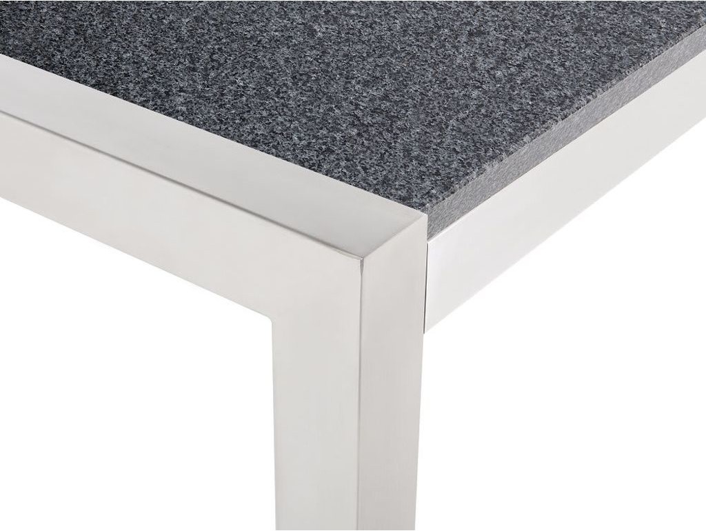Beliani Meble ogrodowe - stół granitowy 220 cm szary polerowany z 8 białymi kr