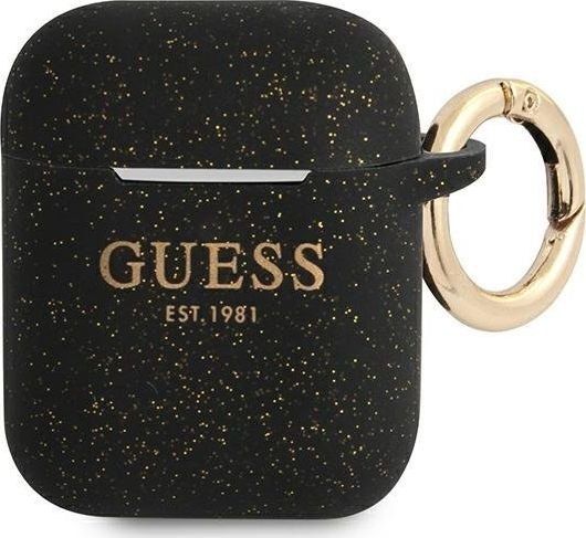 Guess Guess GUA2SGGEK AirPods cover czarny/black Silicone Glitter GUE1087BLK