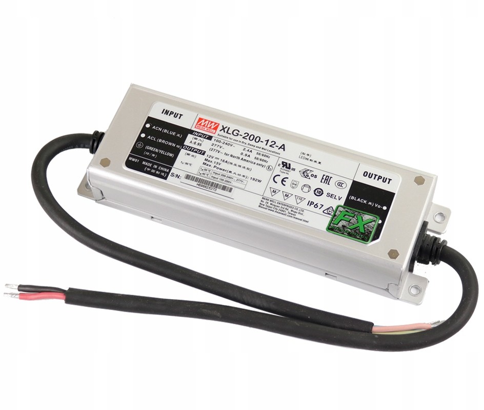Mean Well Zasilacz Led 12V 200W XLG-200-12 16A