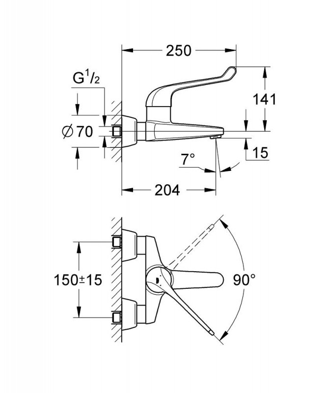 Grohe Euroeco Special/SSC Jednouchwytowa bateria umywalkowa natynkowa z bezpiecznym mieszaczem chrom 32795000
