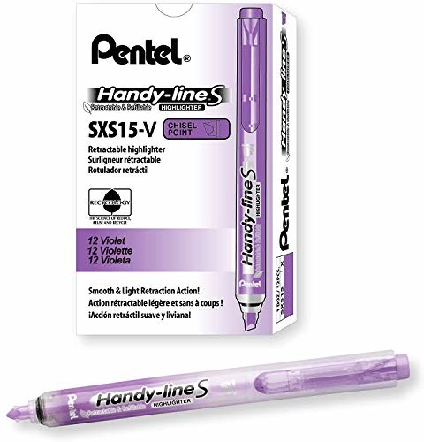 Pentel handy-line S 12 sztuk zakreślaczy tekstowych do ponownego ładowania fioletowy SXS15-V