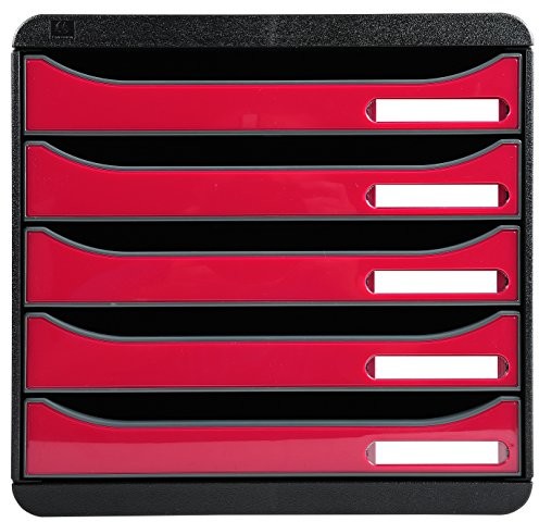 Exacompta Exacompta 3097284D Premium organizer Premium Big Box Iderama 5 szuflad o dużej pojemności pojemnik na dokumenty A4+ dla większej ilości miejsca na biurku szafka czarna| malinowa 3097284D